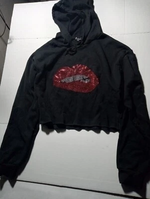 Girls Black Low Cut Designer Sweater With Hoodie - Image 1 of 4