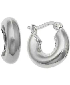 Aretes tipo argolla pequeños pulidos Giani Bernini en plata de ley $110 - Imagen 1 de 1