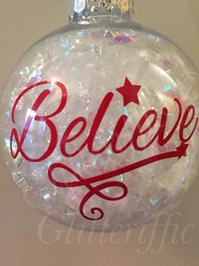 Calcomanía de vinilo x10 BELIEVE pegatina hágalo usted mismo construcción de Navidad o vaso de vino brillante - Imagen 1 de 5