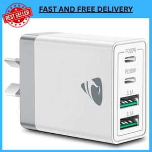 Aioneus 40W USB C Fast Charger, 4-Port USB Wall Charger Plug with Dual PD USB-C - Picture 1 of 3