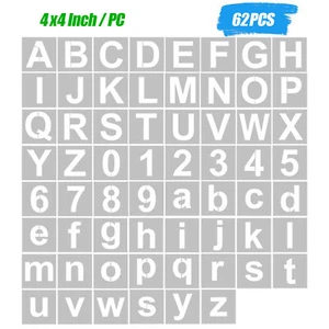 62Pcs 4 Inch Letter and Number Stencils Reusable Washable Alphabet Stencils I4P1 - Picture 1 of 11