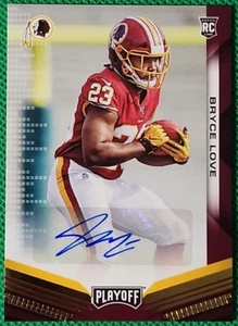 Bryce Love 2019 Panini Playoff Rookie Auto 215 RC Washington Redskins Commanders - Imagen 1 de 2