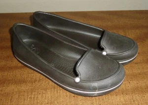 CROCS - CHOCOLATE & PINK ACCENT SLIP-ON SPORTY FLATS SNEAKERS - WOMENS 5 - Picture 1 of 5