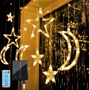 Twinkling Star Moon LED Curtain Lights Ramadan Eid Mubarak Fairy String Lighting - Picture 1 of 17