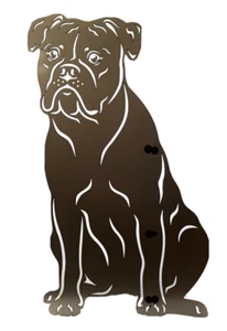 Figur Englische Bulldogge Höhe 60 cm blank Gartenfigur Hundefigur Hund Stecker - Bild 1 von 3