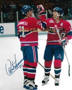 GUY CARBONNEAU High FIVES Denis SAVARD Auto SIGNED 8x10 Photo CANADIENS HOF GR8 - Picture 1 of 1