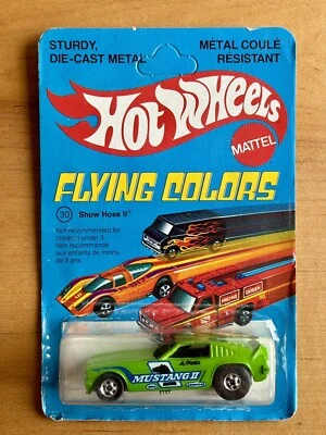 UNPUNCHED Hot Wheels ULTRARARE GREEN Flying Colors Ford Mustand Show Hoss II 30 - Image 1 of 4