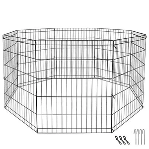 24" Dog Playpen Crate Fence Pet Play Pen Exercise Puppy Kennel Cage Yard 8 Panel - Picture 1 of 11