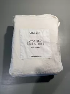 Calvin Klein Vintage Washed Essentials Cream Duvet Queen Cover - Picture 1 of 3