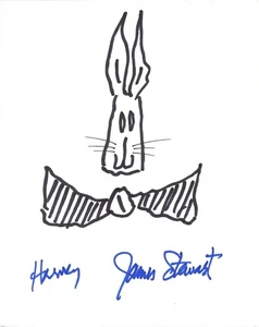 JAMES STEWART HAND SIGNED 8x10 DRAWING OF HARVEY RABBIT VERY RARE JSA - Picture 1 of 2