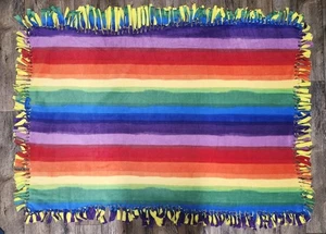 LGBTQ Gay Pride Decke super weich Regenbogen Plüsch Überwurf Halstuch Quasten riesig 6 x 4 - Bild 1 von 10