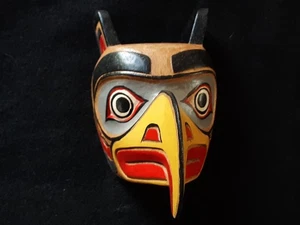 DISEÑO CLÁSICO DE LA COSTA NOROESTE, MÁSCARA DE MADERA TALLADA "ÁGUILA", EUG-0725*08438 - Imagen 1 de 7
