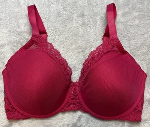 Natori Feathers Underwire Bra Womens 34DD Raspberry Full Figure Contour 741299 - Picture 1 of 5