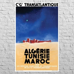 Poster Algeria Tunisia Marocco, 1934 | 21x33" formato grande | deserto arabo, arte retrò - Foto 1 di 4