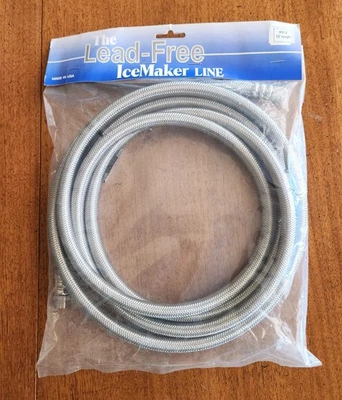 Conector de agua para máquina de hielo trenzado NDA 10 pies X 1/4" sin plomo - ¡SELLADO EN EE. UU.! Foto 1 de 3