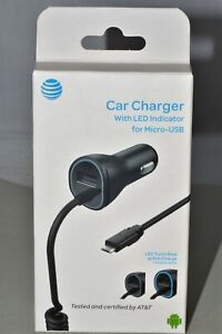  Car Charger with Extra USB Port  AT&T Universal 3.4A Coiled Micro-USB- Black