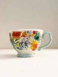 Pioneer Woman Ceramic Large Soup Mug With Plastic Lid Willow New - Picture 1 of 5