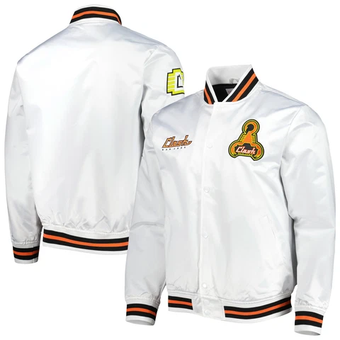 Men's Mitchell & Ness  White San Jose Earthquakes City Full-Snap Satin Jacket Cover