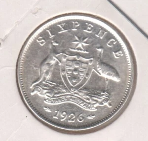 Coin Australia 1926 silver 6d sixpence almost uncirculated - Bild 1 von 2