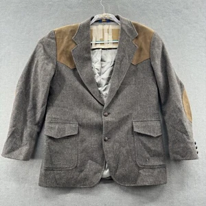 pendleton mens size 44 long 100% pure virgin wool leather elbows pea coat - Picture 1 of 13