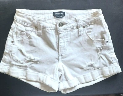 Bebe Pantalón Corto Blanco Desgastado Elástico, Talla 25 Foto 1 de 4