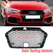 Rs3 Style Front Grille (Gloss Black Frame + Honeycomb) Fits 17-20 Audi A3 S3 8V (Fits: Audi)