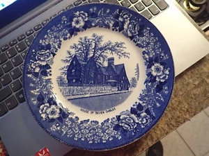 Antique Blue Transfer 9" Plate W. Adams Souvenir Series House Of Seven Gables - Picture 1 of 7
