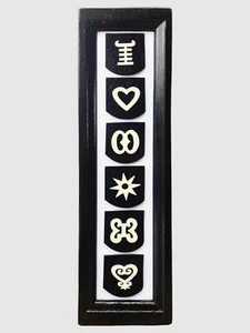 Vintage Hand carved Adinkra Symbols African Ghana Decorative Wall Frame - Picture 1 of 2
