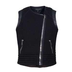 Rag & Bone S size Wool and Leather Biker Vest Women's - Picture 1 of 13