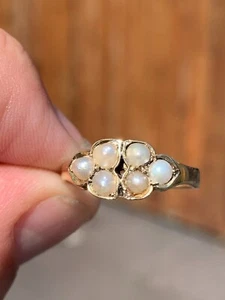 18ct gold natural seed pearl ring Georgian 18th century - Picture 1 of 8