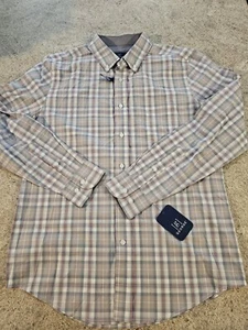 George Men's Gray Plaid Long Sleeve Dress Shirt Size S NWT - Picture 1 of 11