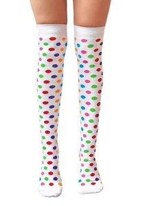Girls Over The Knee Polka Dot In White With Multi Colour Children's Need Socks - Picture 1 of 1