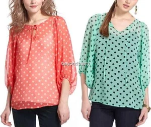NEW Anthropologie Walker Spotted Peasant Blouse by Karen Walker Size 4-6-10 - Picture 1 of 9