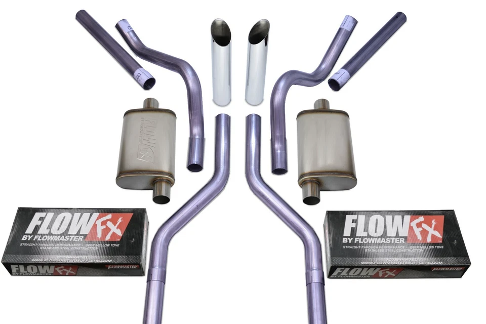 Chevy GMC C10 63-72 2.5" Dual Exhaust Kits Flowmaster Flow FX Slash Corner Foto 1 de 3
