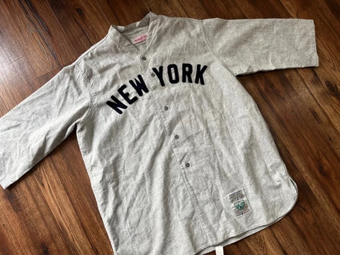 VTG NEW YORK YANKEES Mitchell and Ness BABE RUTH Jersey FELT, WOOL FLANNEL XL Cover