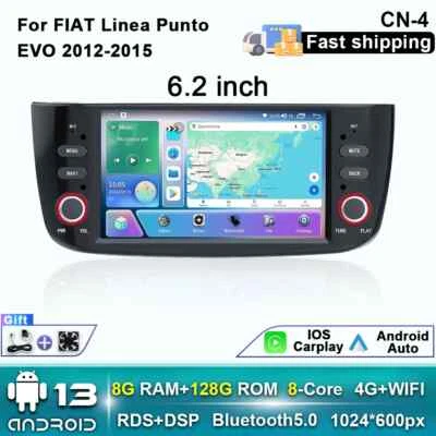 For Fiat Linea Punto EVO 2012-2016 Stereo Screen CarPlay Car Radio GPS Player - Image 1 of 4