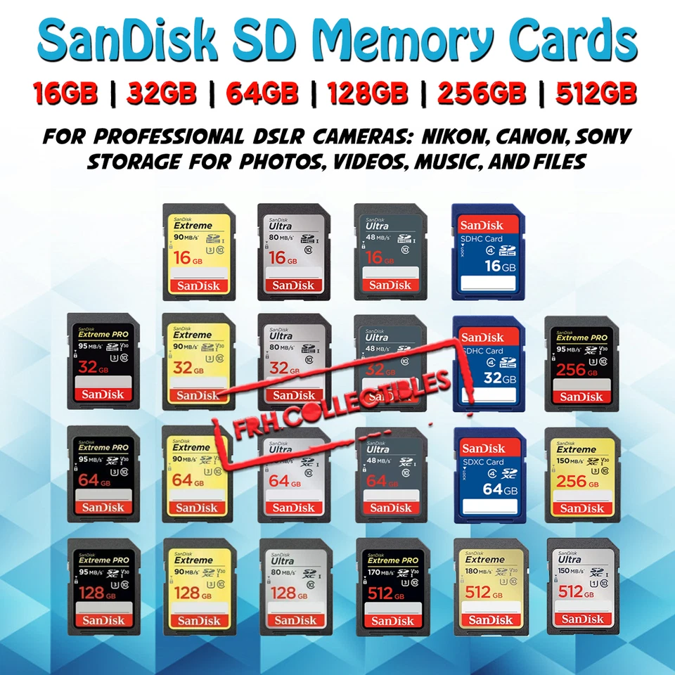 Tarjeta de memoria SD SanDisk 16 GB/32 GB/64 GB/128 GB/256 GB/512 GB Extreme Pro Ultra lote 4K Foto 1 de 1