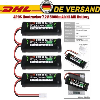 4x 5000mAh 7.2V Ni-MH Battery with Tamiya-2P Plug for RC Car Boat Battery Traxxa - Bild 1 von 4