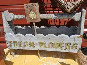 VINTAGE Wooden Flower Window Planter Box FRESH FLOWERS Parisian Handmade Painted - Picture 1 of 10
