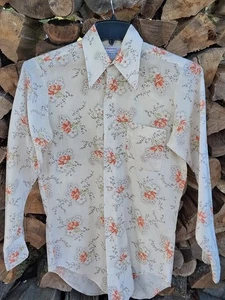 70s National Shirt Shop Disco Mod Groovy All Over Floral Print Button up Med - Picture 1 of 7