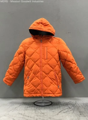 Hanna Andersson Women Orange Quilted Hooded Coat - Size 140 - Image 1 of 4