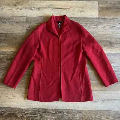 Blazer Valerie Stevens Mujer L Rojo Lana Angora Cachemira Gancho Único Frente Abierto Foto 1 de 4