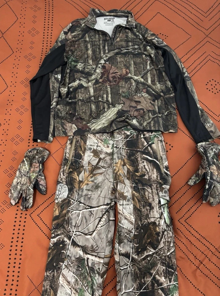 Nuevo Lote Camuflaje Caza Camisa Pantalones Guantes Roble Mossy BREAKUP Infinito Talla L Foto 1 de 4