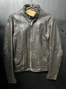 Schott 657 Cafe Racer steerhide Bike Jacket Brown Late70-80 Size 38 - Picture 1 of 21