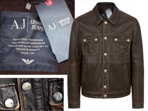 ARMANI Chaqueta 100% Cuero Envejecido Para Hombre Talla M AR31 T3G - Imagen 1 de 14
