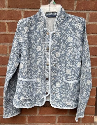 Isaac Mizrahi Live Floral Quilted Jacket Blazer Denim Floral Size XXS - Image 1 of 4