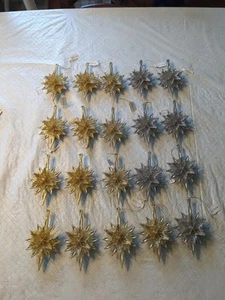 20 Large 6-in Snowflake /Star Gold And Silver Glitter Christmas Tree Ornaments - Picture 1 of 11