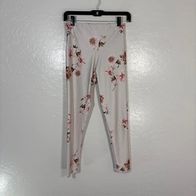 Onzie Flow Leggings Mujer S/M Blanco Rosa Floral Tiro Alto Yoga Pantalones Atléticos Foto 1 de 4