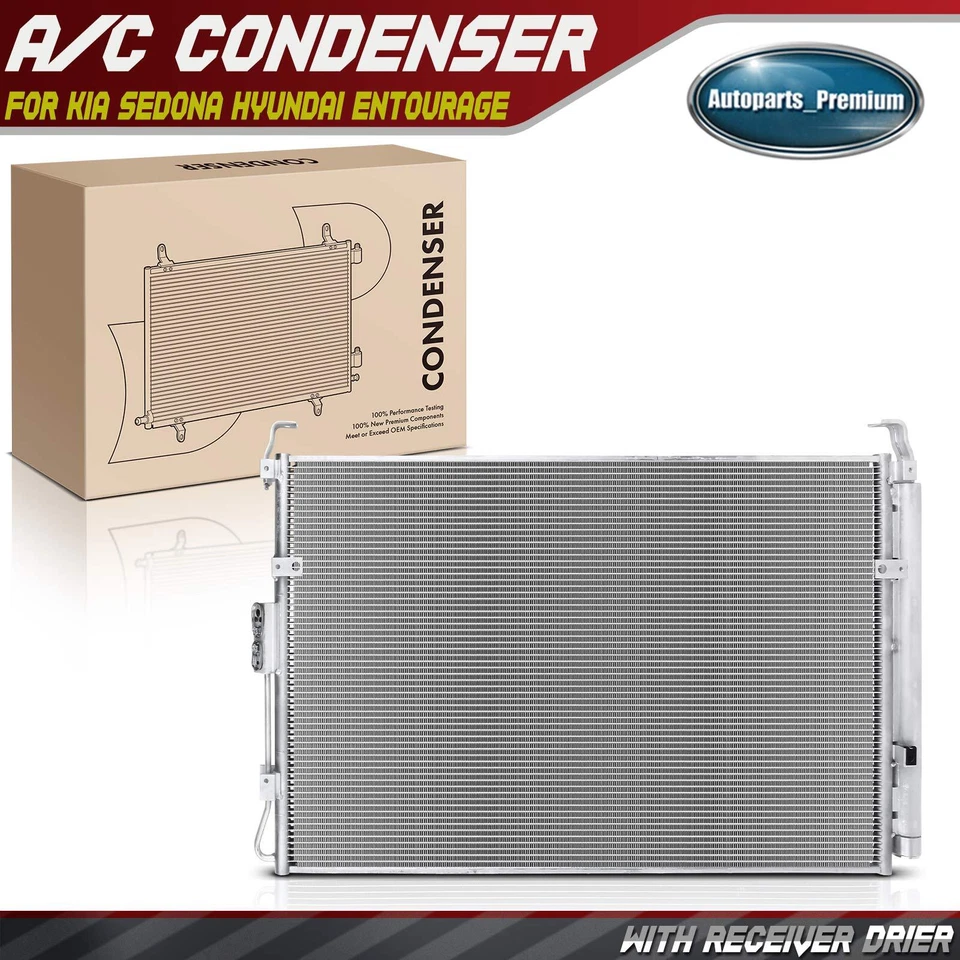 Condensador de aire acondicionado con receptor secador para Kia Sedona Hyundai Entourage aluminio Foto 1 de 4