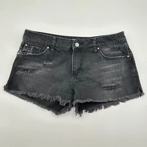 BP Black Distressed Denim Shorts with Frayed Hem Size 28 - Picture 1 of 3